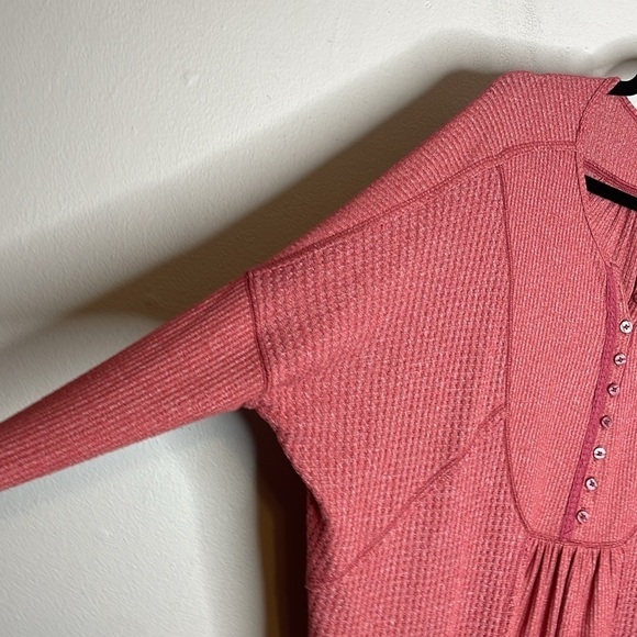 Free People | Leo Oversized Waffle Knit Henley Top Size Small - Picture 5 of 8